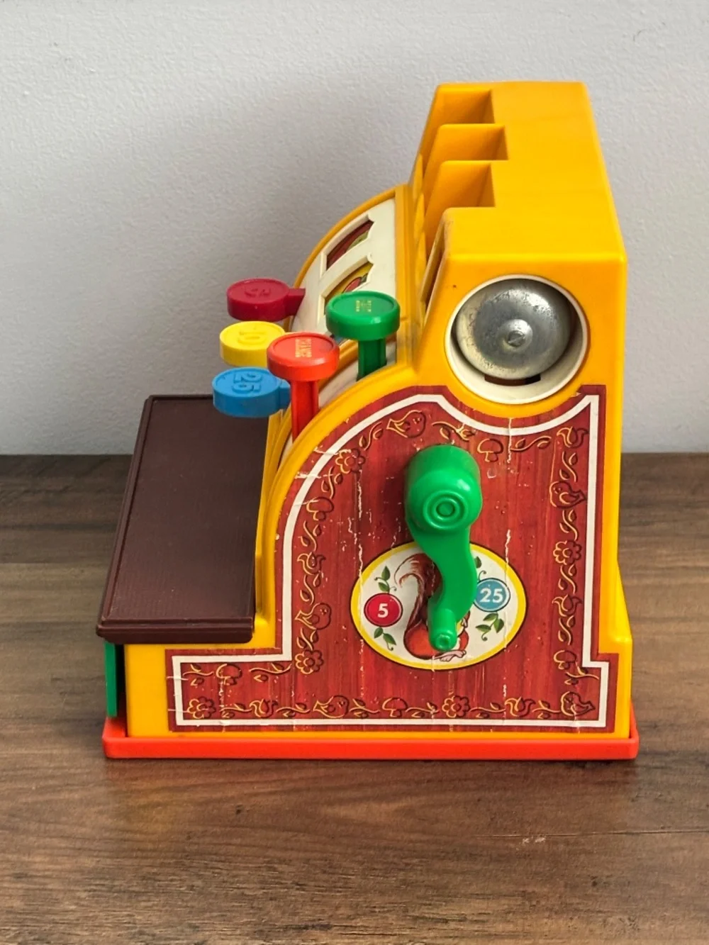 VINTAGE 1974 Fisher Price Cash Register #926 Toy Bell & Drawer WORKS